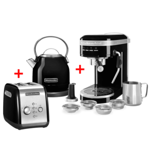 KitchenAid Výhodný set kávovar, toustovač, rychlovarná konvice, černá SETBF03 obraz