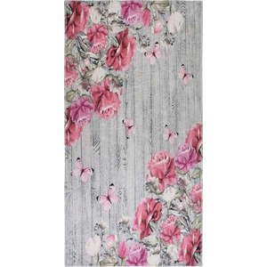 Růžovo-šedý pratelný běhoun 80x200 cm Blooming Roses – Vitaus obraz