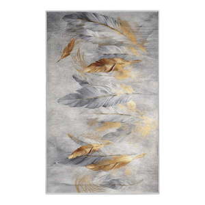 Pratelný koberec v šedé a zlaté barvě 120x180 cm Golden Feathers – Mila Home obraz