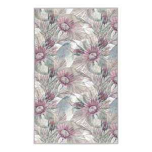 Fialovo-šedý pratelný koberec 80x150 cm Dusty Flowers – Mila Home obraz