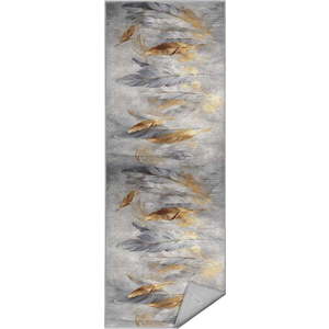 Pratelný běhoun v šedé a zlaté barvě 80x200 cm Golden Feathers – Mila Home obraz