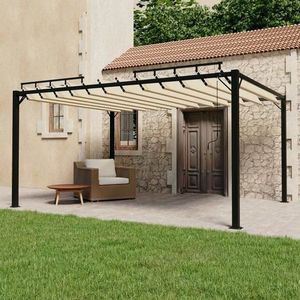 Pergola s lamelovou střechou 3 x 4 m hliník / látka Dekorhome Krémová obraz