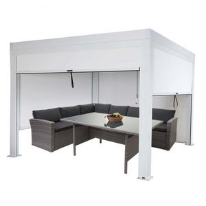 Bioklimatická pergola HWC-L46 3x3 se 4 bočními stěnami Bílá obraz