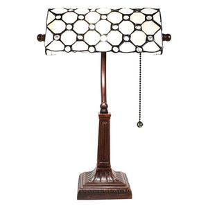 Bílo-černá bankovní lampa tiffany Bank white - 26*16*40 cm E27/max 1*40W 5LL-5687 obraz