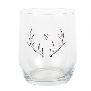 Sklenička na vodu paroží se srdíčkem Love Deer - Ø 8*9 cm / 300 ml NWVGL0002 obraz