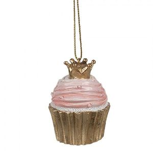 Růžovo-zlatá vánoční ozdoba Cupcake - Ø 4*6 cm 6PR4206 obraz