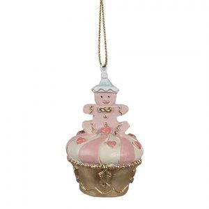 Růžovo-zlatá vánoční ozdoba Cupcake - Ø 5*8 cm 6PR4207 obraz