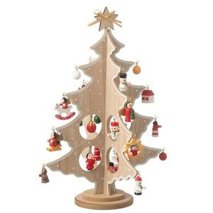 Dřevěný skládací stromek s ozdobami Christmas Tree - Ø 20*25 cm 47963 obraz