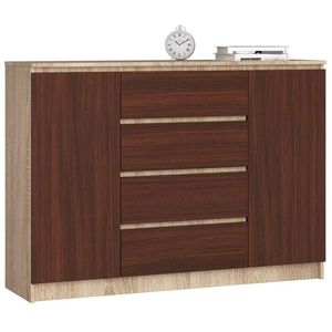 Ak furniture Komoda Kryštof 140 cm 2 skříňky a 4 šuplíky dub sonoma/wenge obraz