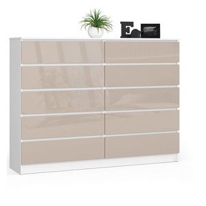 Ak furniture Komoda Kuba 160 cm 10 šuplíků bílá/cappuccino obraz