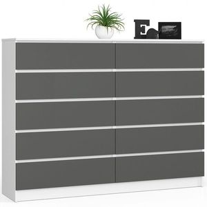 Ak furniture Komoda Kuba 160 cm 10 šuplíků bílá/grafitová obraz