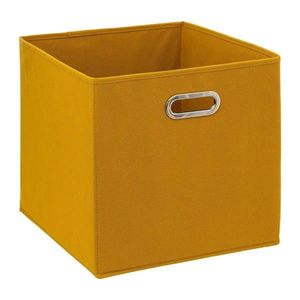 DekorStyle Úložný box Textilie 31x31 cm hořčicově žlutý obraz