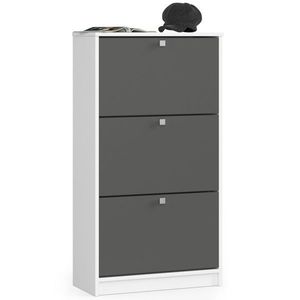 Ak furniture Výklopný botník Luso III 60 cm bílý/grafitový obraz