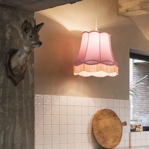 Retro závěsná lampa růžová 45 cm - babička obraz