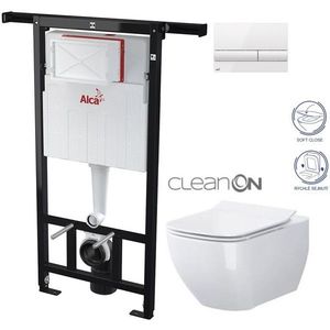 ALCADRAIN Jádromodul předstěnový instalační systém s bílým tlačítkem M1710 + WC CERSANIT CLEANON VIRGO + SEDÁTKO AM102/1120 M1710 ME1 obraz