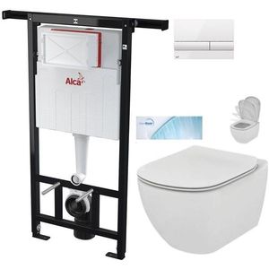 ALCADRAIN Jádromodul předstěnový instalační systém s bílým tlačítkem M1710 + WC Ideal Standard Tesi se sedátkem SoftClose, AquaBlade AM102/1120 M1710 TE1 obraz