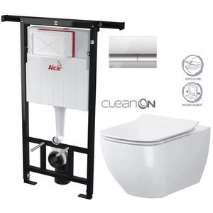 ALCADRAIN Jádromodul předstěnový instalační systém s chromovým tlačítkem M1721 + WC CERSANIT CLEANON VIRGO + SEDÁTKO AM102/1120 M1721 ME1 obraz