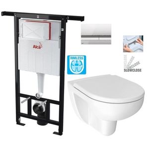 ALCADRAIN Jádromodul předstěnový instalační systém s chromovým tlačítkem M1721 + WC JIKA LYRA PLUS RIMLESS + SEDÁTKO DURAPLAST SLOWCLOSE AM102/1120 M1721 LY2 obraz