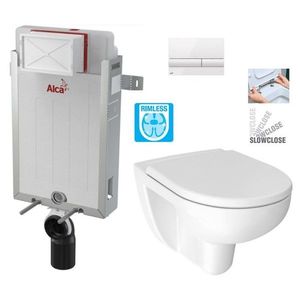 ALCADRAIN Renovmodul předstěnový instalační systém s bílým tlačítkem M1710 + WC JIKA LYRA PLUS RIMLESS + SEDÁTKO DURAPLAST SLOWCLOSE AM115/1000 M1710 LY2 obraz