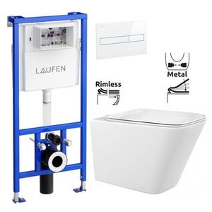 LAUFEN Rámový podomítkový modul CW1 SET s bílým tlačítkem + WC REA Raul Rimless + SEDÁTKO H8946600000001BI RA1 obraz