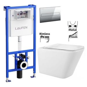 LAUFEN Rámový podomítkový modul CW1 SET s chromovým tlačítkem + WC REA Raul Rimless + SEDÁTKO H8946600000001CR RA1 obraz