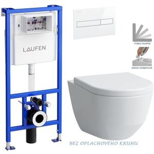 LAUFEN Rámový podomítkový modul CW1 SET s bílým tlačítkem + WC LAUFEN PRO RIMLESS + SEDÁTKO H8946600000001BI LP1 obraz