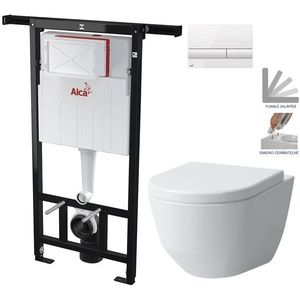 ALCADRAIN Jádromodul předstěnový instalační systém s bílým tlačítkem M1710 + WC LAUFEN PRO + SEDÁTKO AM102/1120 M1710 LP3 obraz