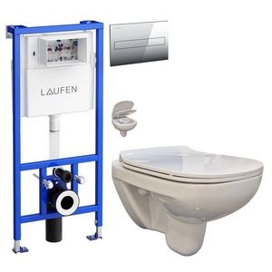 LAUFEN Rámový podomítkový modul CW1 SET s chromovým tlačítkem + WC bez oplachového kruhu Edge + SEDÁTKO H8946600000001CR EG1 obraz