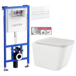 LAUFEN Rámový podomítkový modul CW1 SET s bílým tlačítkem + WC INVENA PAROS + SEDÁTKO H8946600000001BI RO1 obraz