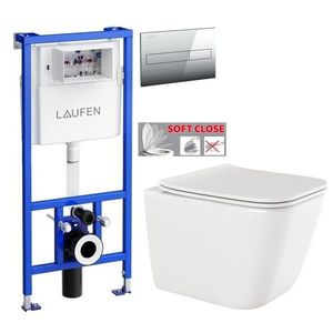 LAUFEN Rámový podomítkový modul CW1 SET s chromovým tlačítkem + WC INVENA PAROS + SEDÁTKO H8946600000001CR RO1 obraz