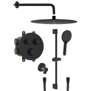 SAPHO SMART SELECT podomítkový sprchový set s termostatickou baterií, 2 výstupy, posuvný držák sprchy, černá mat RP032B-02 obraz