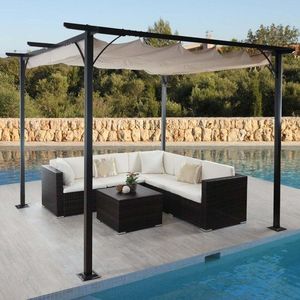 Pergola se stahovací střechou 3x3 m Dekorhome Krémová obraz