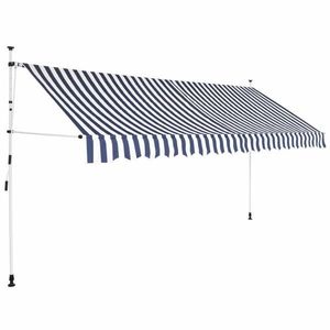 Ručně zatahovací markýza 350 cm Dekorhome Bílá / modrá obraz