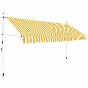 Ručně zatahovací markýza 350 cm Dekorhome Bílá / žlutá obraz