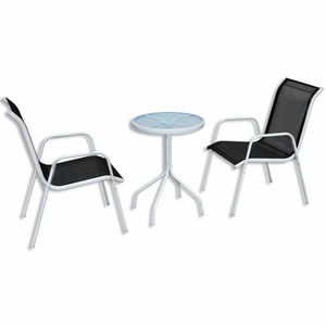 Zahradní bistro set 3 ks kov / textilen Dekorhome Černá / šedá obraz