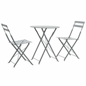 Zahradního bistro set 3 ks ocel Dekorhome Šedá, Zahradního bistro set 3 ks ocel Dekorhome Šedá obraz