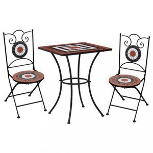 Mozaikový bistro set 3 ks Dekorhome Bílá / oranžová obraz