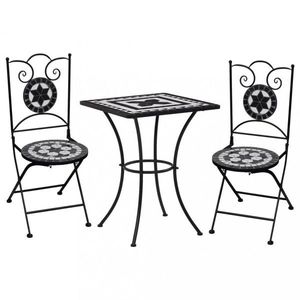 Mozaikový bistro set 3 ks Dekorhome Černá / bílá obraz