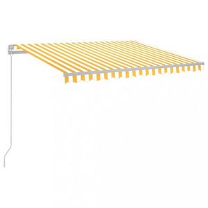 Ručně zatahovací markýza s LED světlem 350x250 cm Dekorhome Bílá / žlutá obraz