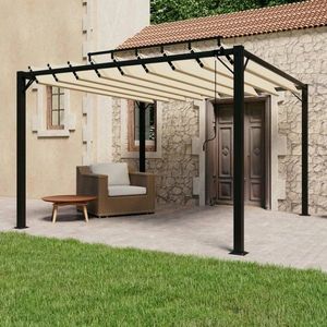 Pergola s lamelovou střechou 3 x 3 m hliník / látka Dekorhome Krémová obraz