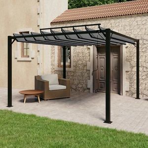 Pergola s lamelovou střechou 3 x 3 m hliník / látka Dekorhome Šedá, Pergola s lamelovou střechou 3 x 3 m hliník / látka Dekorhome Šedá obraz