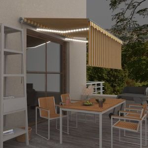 Ručně zatahovací markýza s roletou a LED 300x250 cm Dekorhome Bílá / žlutá obraz