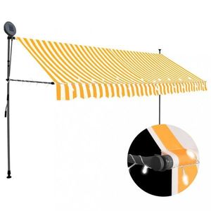 Ručně zatahovací markýza s LED světlem 400x120 cm Dekorhome Bílá / oranžová obraz