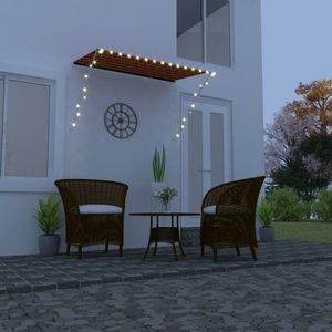 Zatahovací markýza s LED světlem 200x150 cm Dekorhome Hnědá / oranžová obraz