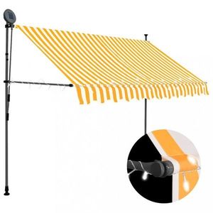 Ručně zatahovací markýza s LED světlem 300x120 cm Dekorhome Bílá / oranžová obraz