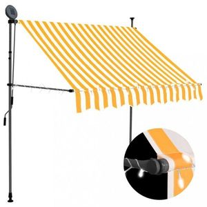 Ručně zatahovací markýza s LED světlem 200x120 cm Dekorhome Bílá / oranžová obraz