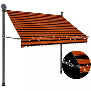 Ručně zatahovací markýza s LED světlem 200x120 cm Dekorhome Hnědá / oranžová obraz