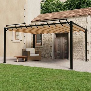 Pergola s lamelovou střechou 3 x 4 m hliník / látka Dekorhome Šedohnědá taupe obraz