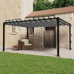 Pergola s lamelovou střechou 3 x 4 m hliník / látka Dekorhome Šedá obraz