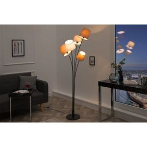 Stojací lampa LANSING Dekorhome Bílá / hnědá obraz